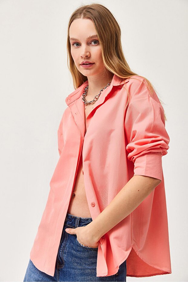 Oversize Basic Gömlek Yavruağzı - 1