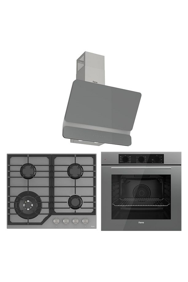 Flowart NT Asimetrik Seriisi 3'lü Gri Ankastre Set ( QBL62CPR-NT028-D082 ) - 1