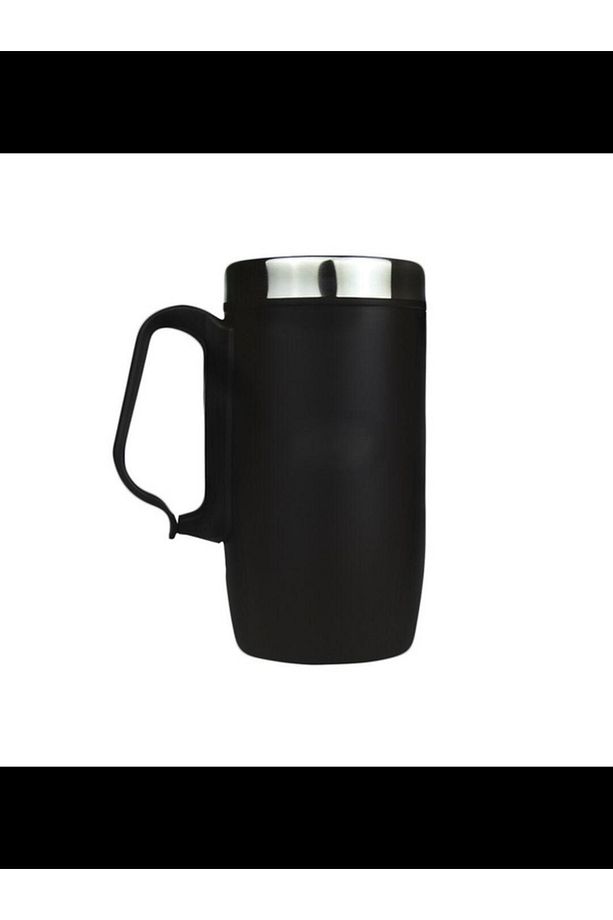 Çift Katlı Kauçuk Taban 280ml Gümüş Gri Kulplu Paslanmaz Çelik Küçük Termos Bardak Kupa Çay Kahve - 1
