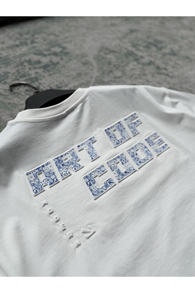Beyaz Code Kabartmalı T-Shirt YP-5046 - 6