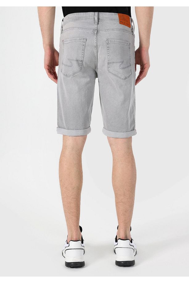 Regular Fit Gri Erkek Jean Şort - 2