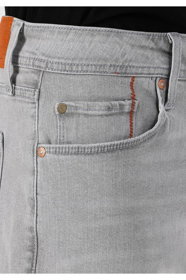 Regular Fit Gri Erkek Jean Şort - 5
