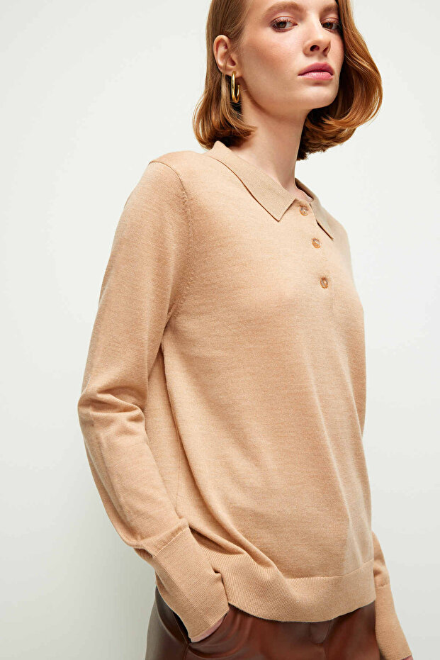 Polo Yaka Yün Triko Kazak - 1