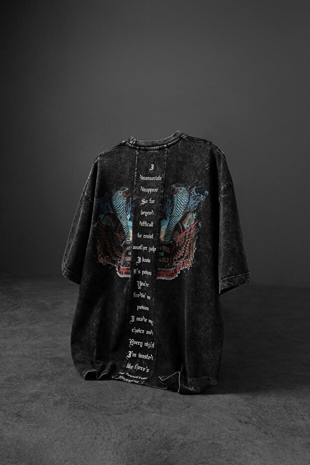Men's Anthracite Viper Special Washed Fabric Oversize Tshirt