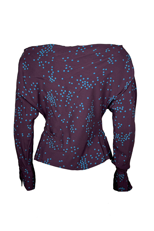 Puantiyeli Mürdüm Bluz - 3
