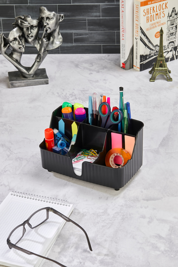 Line 6' Compartment Multi-Purpose Desk Top Organizer Pen Holder - Jewelry - Makeup Organizer