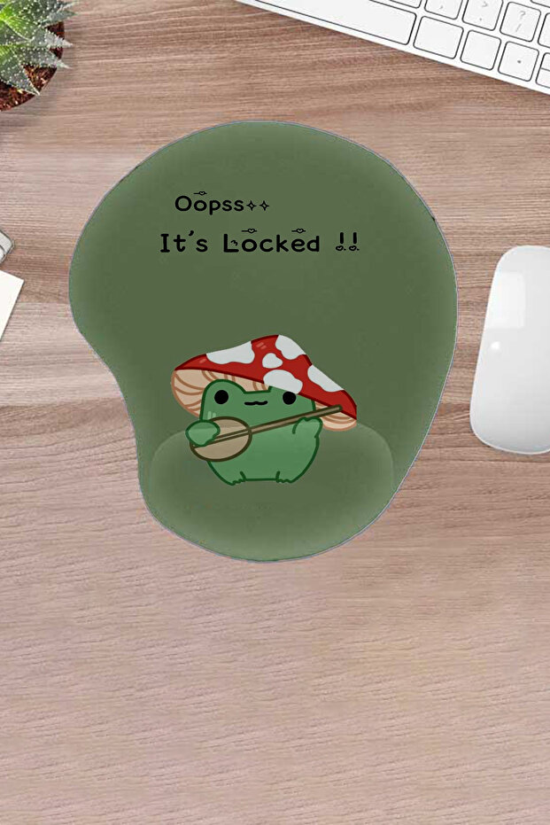 Drop, Cartoon, Frog, Its Locked, Patterned Mousepad, Mousepad, Computer Accessory - 1