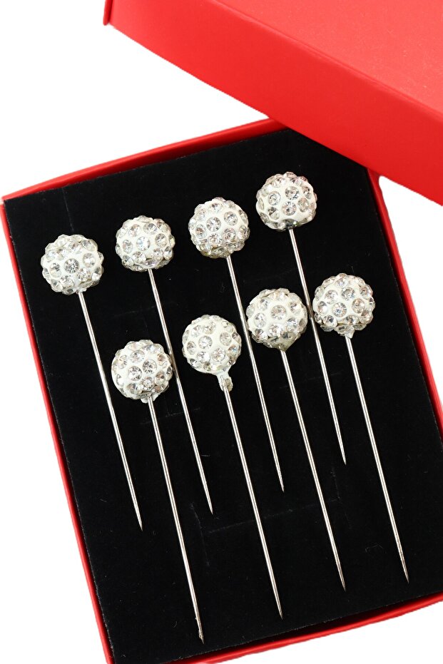 White Stone Scarf and Shawl Pin, Turban and Head Scarf Pin