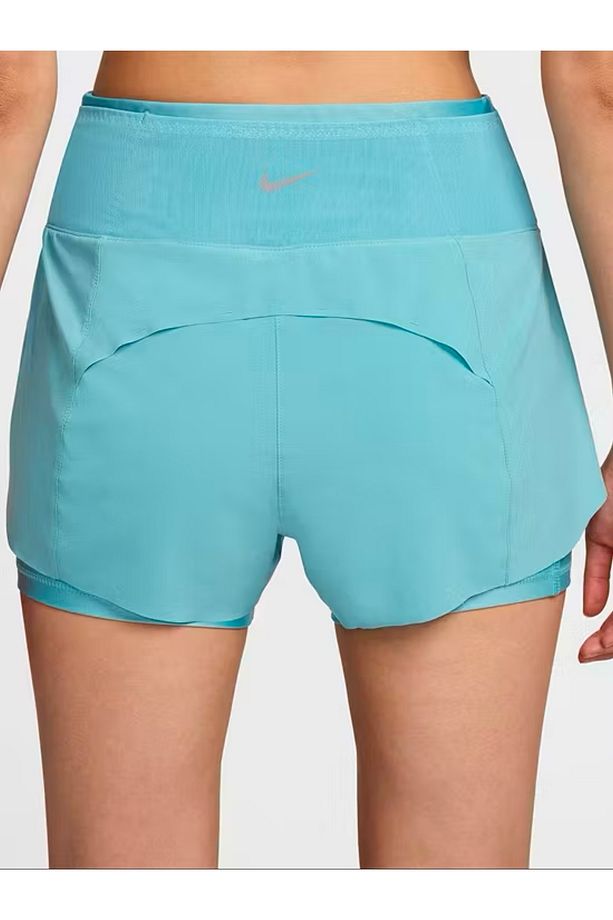 Dri-Fit Swift Mid-Rise 8cm (approx.) 2-in-1 Running Taytlı Mavi Kadın Koşu Şort - 4