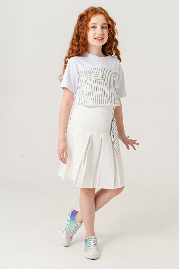 Girl's Pleated Linen Skirt 2957