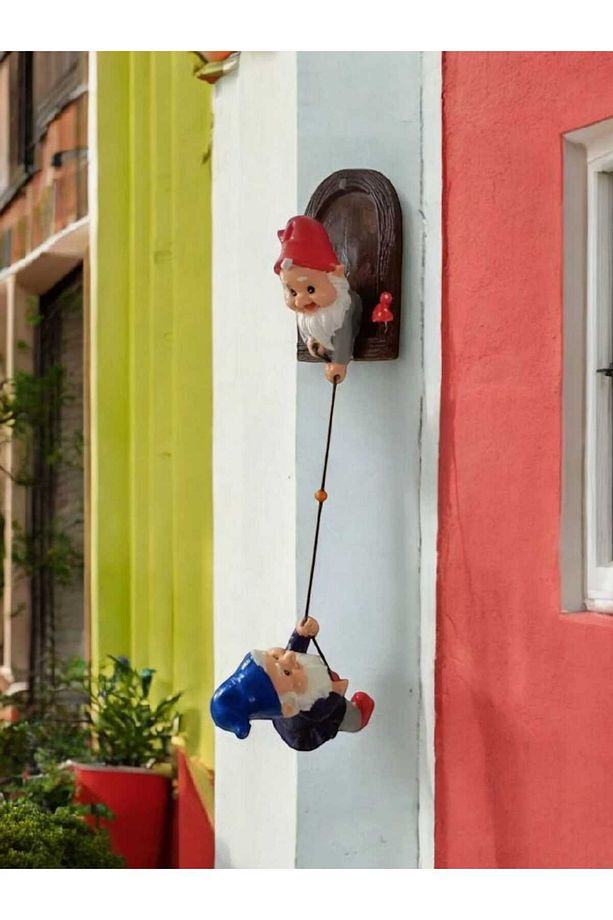 Tırmanan Şans Cüceleri Bahçe Balkon Duvar Süsü El Yapımı Biblo - 3