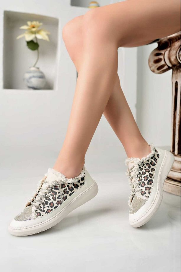 püskülü taslı ortepedik taban yapıskanlı ve dikisli kadın Sneaker - 3