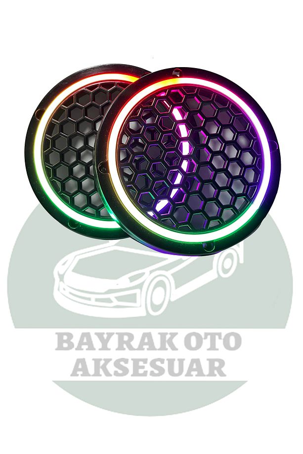 Pixel Kayar Ledli 16cm Midrange Kapağı Neon Led Işıklı Kumanda Kontrollü 16cm Uyumlu 358 Modlu - 1