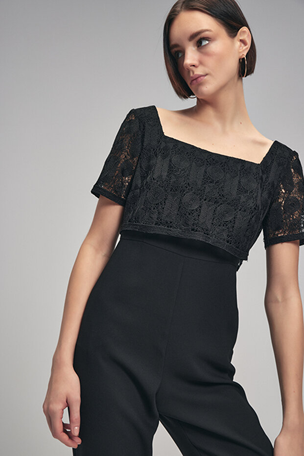 Dantelli Kare Yaka Tulum - 3