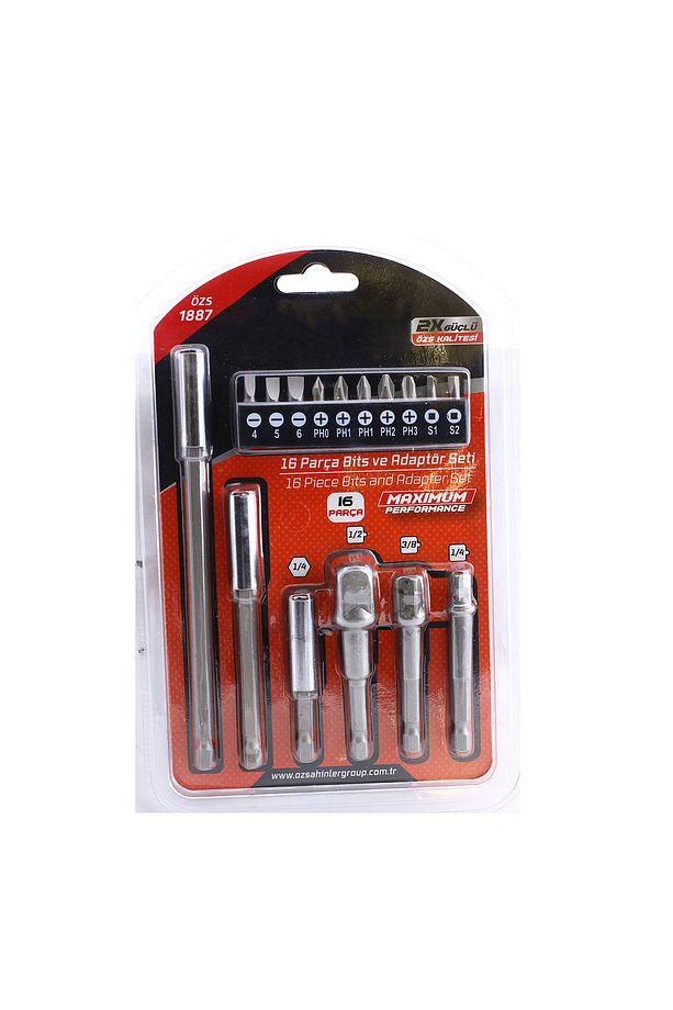 Mıknatıslı Bits Uç Adaptör Seti 16 Parça 1/4 1/2 3/8 1/4 Yıldız Düz Uçlar S1 S2 PH Uç Matkap Uyumlu - 5