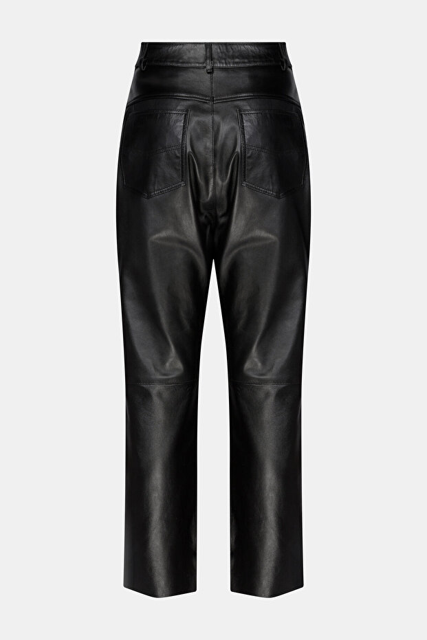 SİYAH DERİ PANTOLON - 2