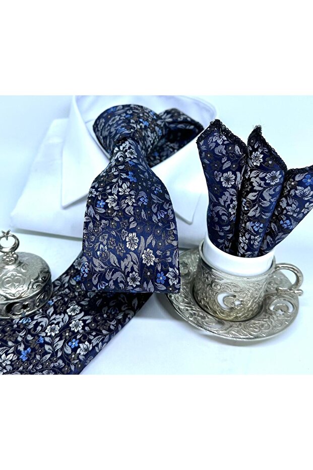 Dokuma Mendilli Kravat - 1