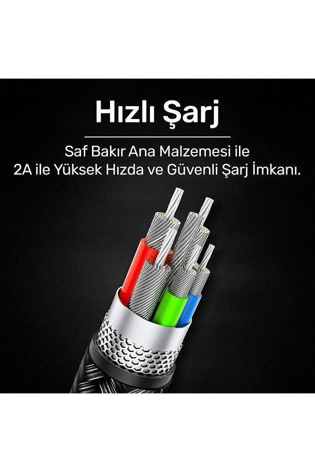 US-SJ317 4in1 2*Lightning 1*Type-C 1*Micro Uçlu 1.2m 2A Örgülü Renkli Şarj ve Data Kablosu - 6