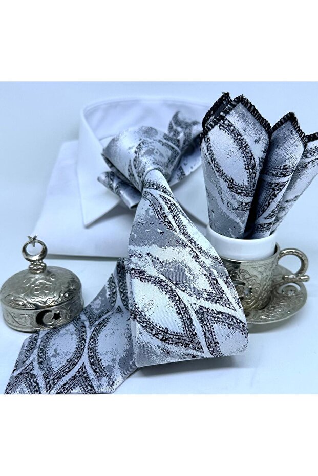 Dokuma Mendilli Kravat - 1