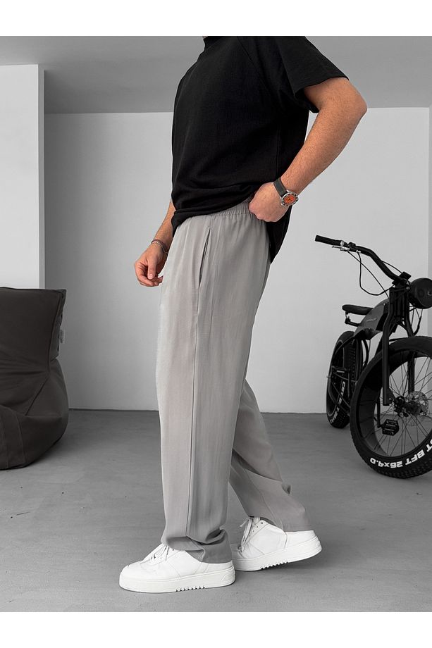 Gri Duble Kumaş Baggy Pantolon KE-7000 - 7