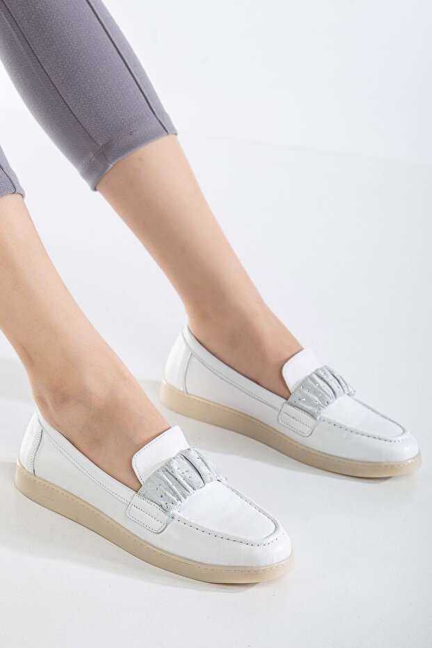 Women's Genuine Leather Casual Shoes - White