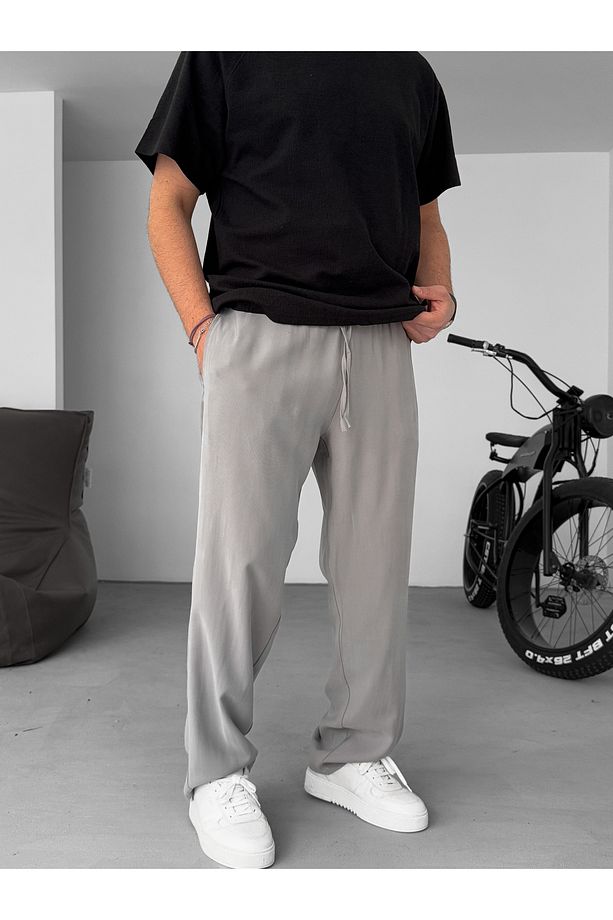 Gri Duble Kumaş Baggy Pantolon KE-7000 - 4