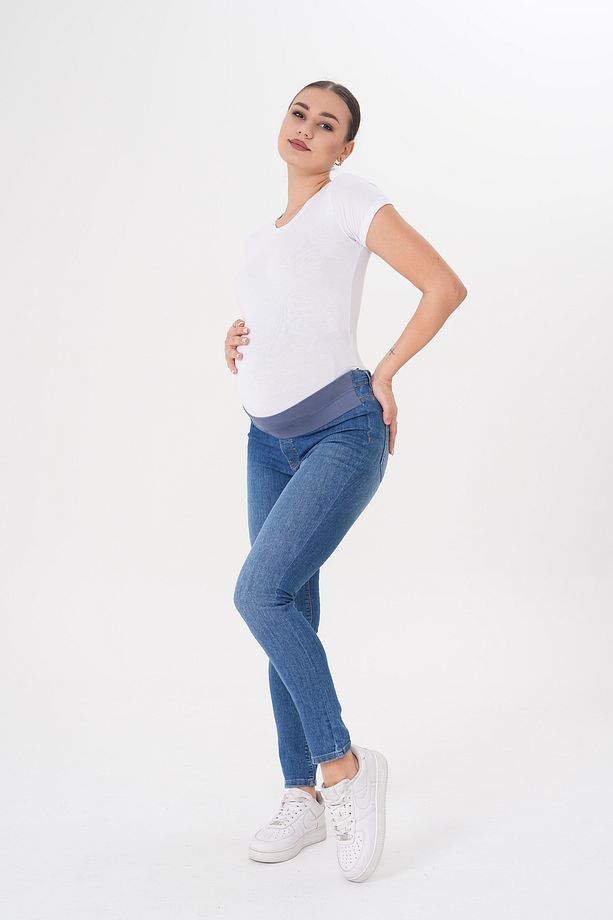 Hamile Esnek Kumaş Beli Ayarlanabilir Kot Pantolon - 3