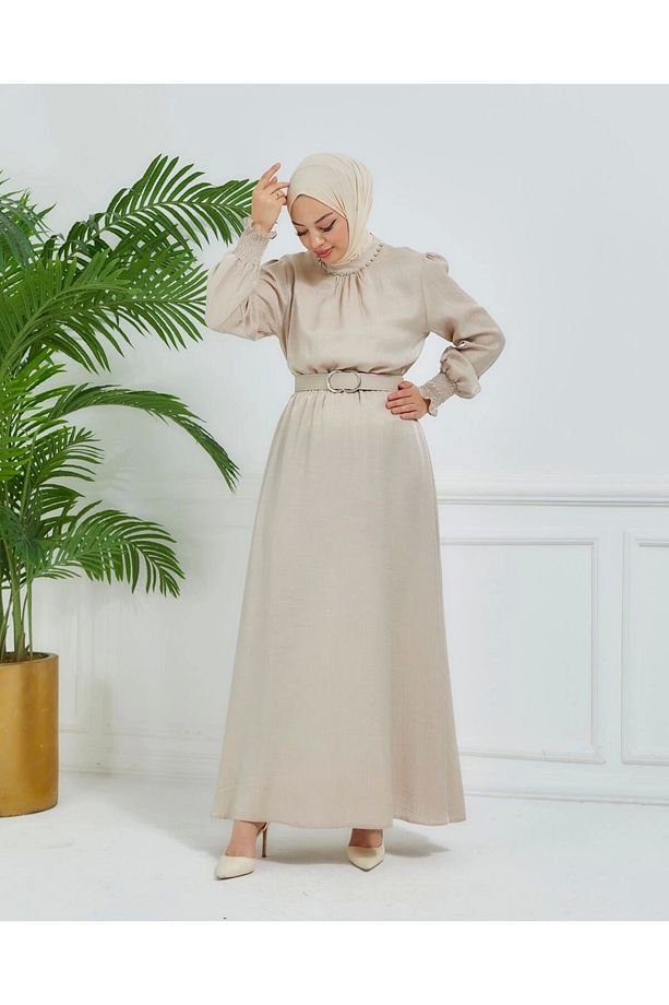 parlak kumaş elbise - 3