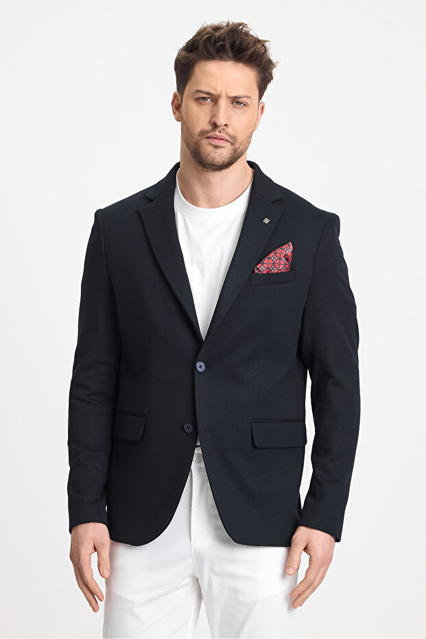 Men's Solid 360 All Direction Stretching Slim Fit Slim Fit Mono Collar Basic Blazer Jacket