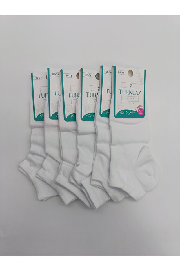Turquoise 6 Pieces Seamless White Women's Booties Socks