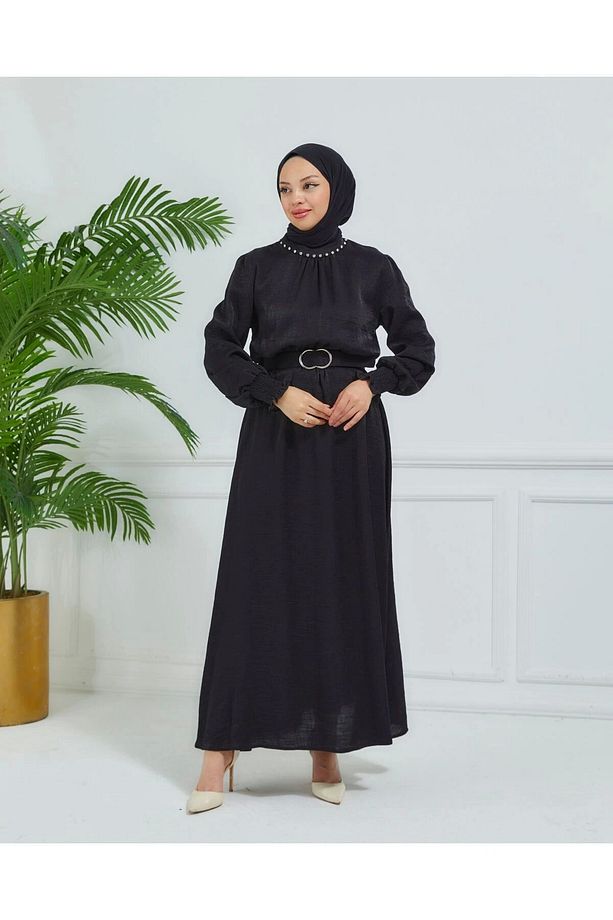 parlak kumaş elbise - 3