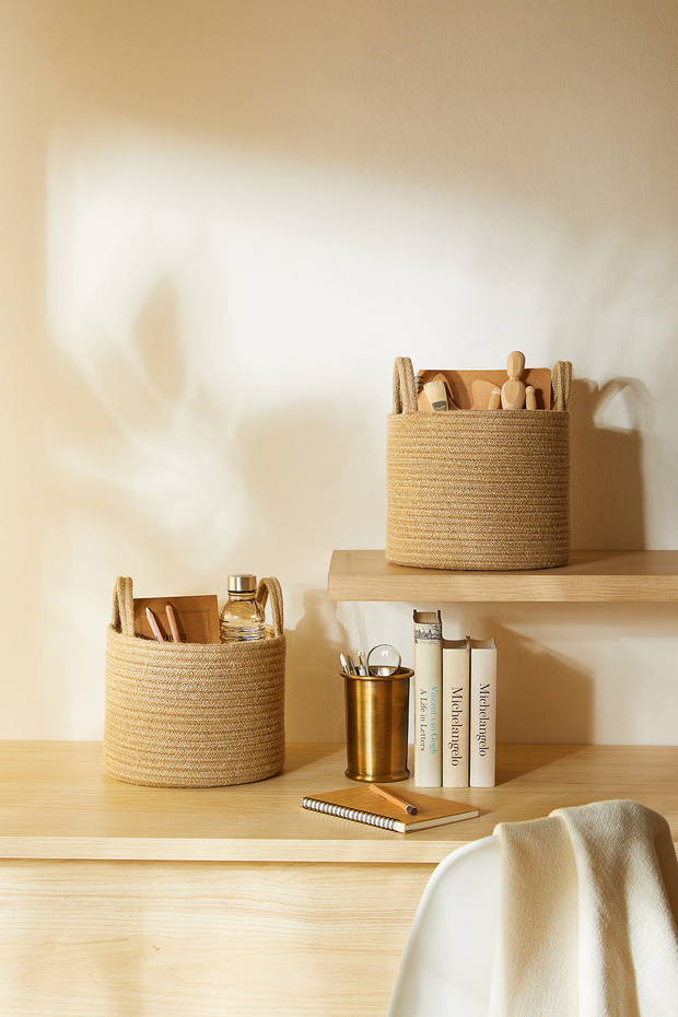 Jute Rope Organizer - 2 Pieces Jute Jute Rope Toys and Storage Basket Organizer
