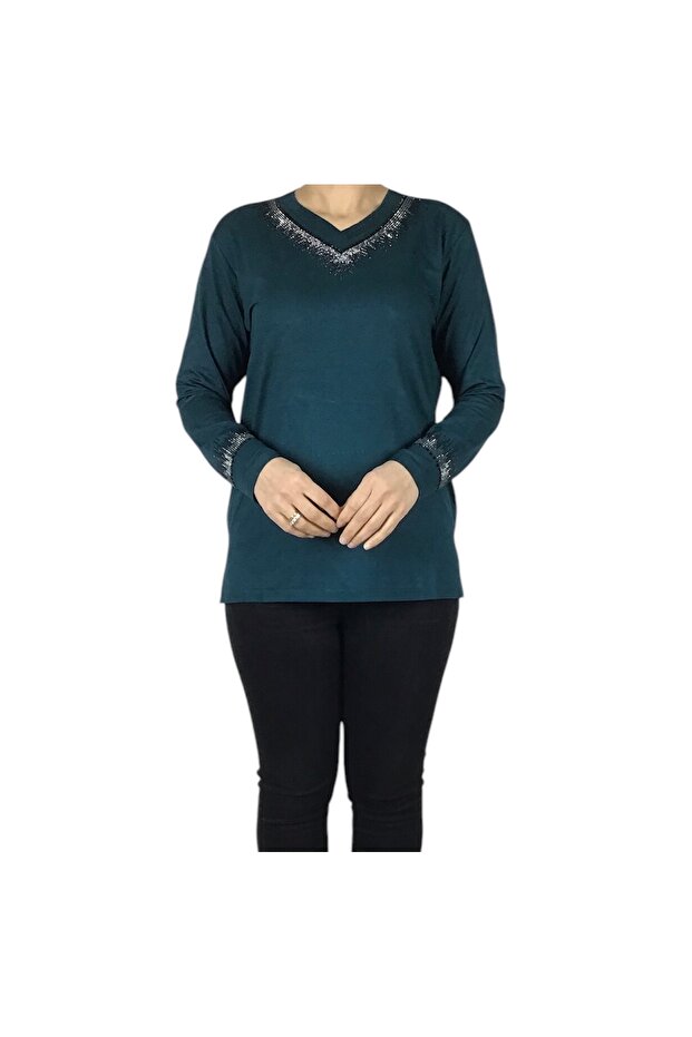 0Women's Yakave Collar Stone Lycra Combed Cotton Blouse