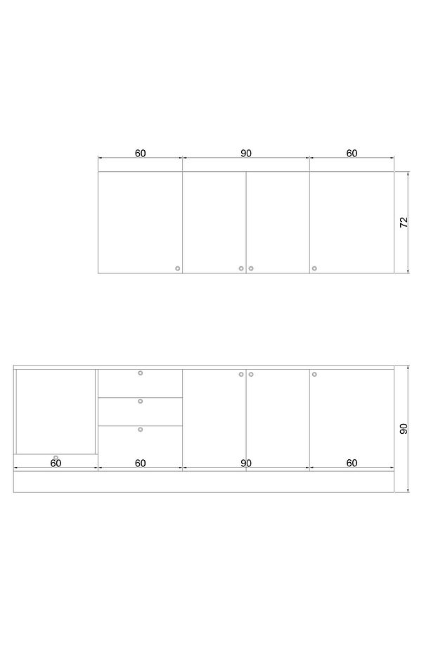 270 Cm Greena White Tezgahlı %100 Mdf Hazır Mutfak Dolabı - 6