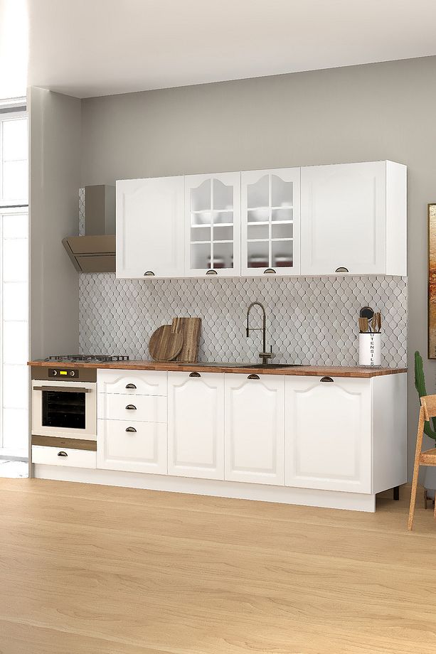 270 Cm Greena White Tezgahlı %100 Mdf Hazır Mutfak Dolabı - 3