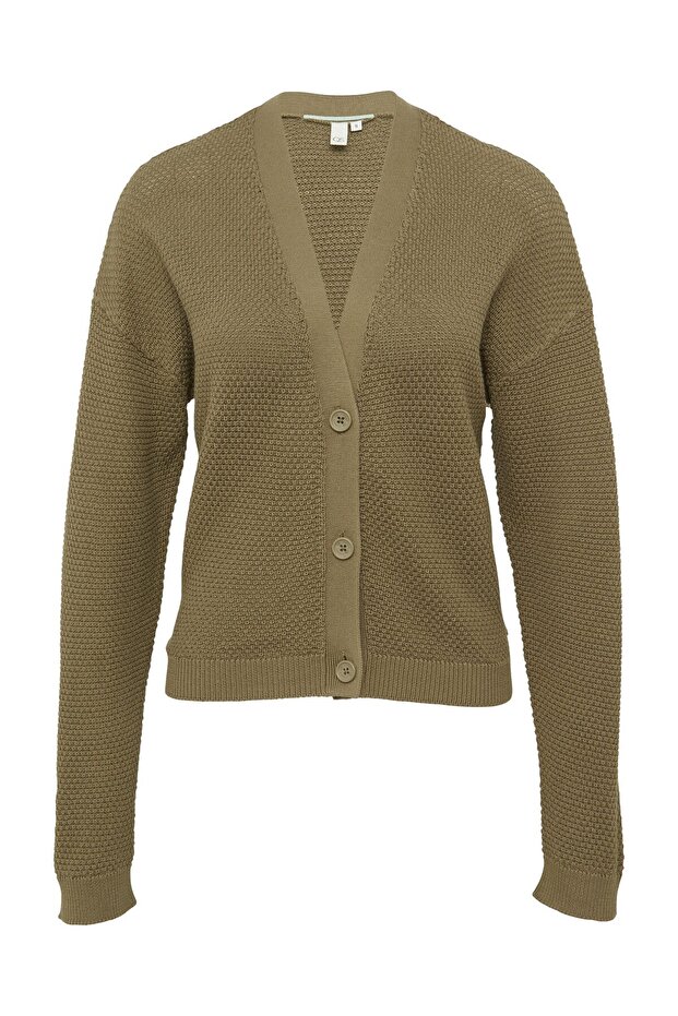 Cardigan with Structured Pattern and Buttons - 4