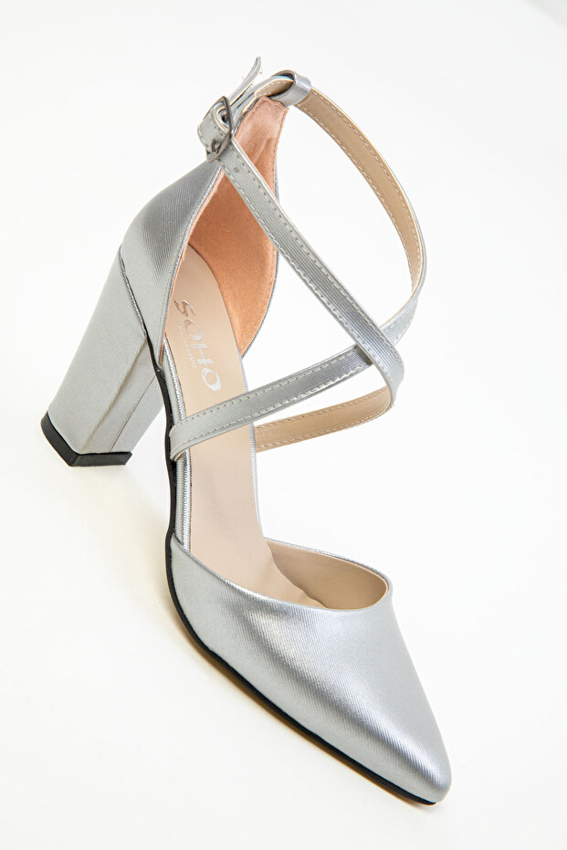 Szare damskie klasyczne buty na obcasie 14391 - 6