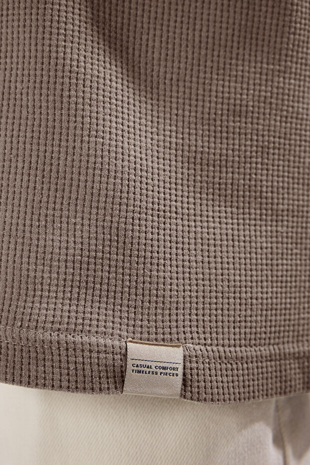 Taş Oversize/Geniş Kesim Renk Bloklu Dokulu T-Shirt TMNSS25TS00065 - 4