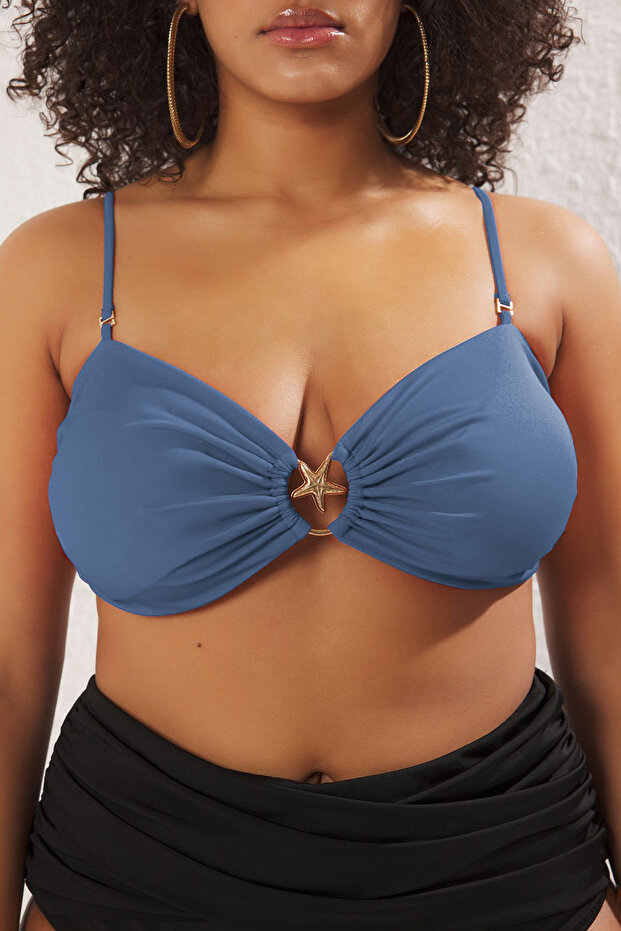 Mavi Yıldız Aksesuar Detaylı Askılı Büyük Beden Bikini Üstü TBBSS25CT00003 - 6