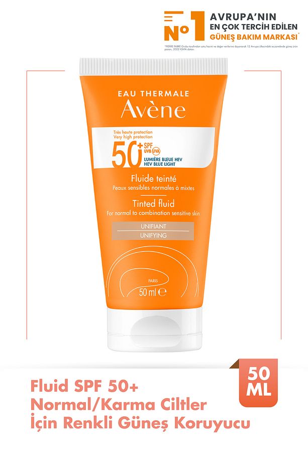 Tinted Fluid SPF 50+ Normal ve Karma Ciltler için Yüksek Korumalı Renkli Güneş Kremi 50 ml - 1