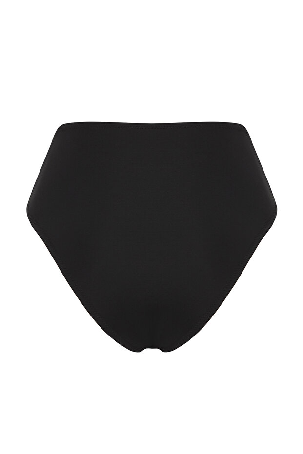 Siyah Aksesuarlı Regular Yüksek Bel Bikini Altı TBESS25BA00026 - 8