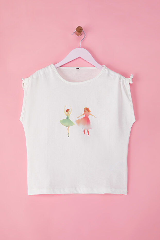 Ecru Printed Knitted T-Shirt Tkdss25Ts00059