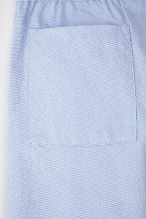 Açık Mavi Kız Çocuk %100 Pamuk Basic Wide Leg Örme Pantolon TKDSS25PL00003 - 3