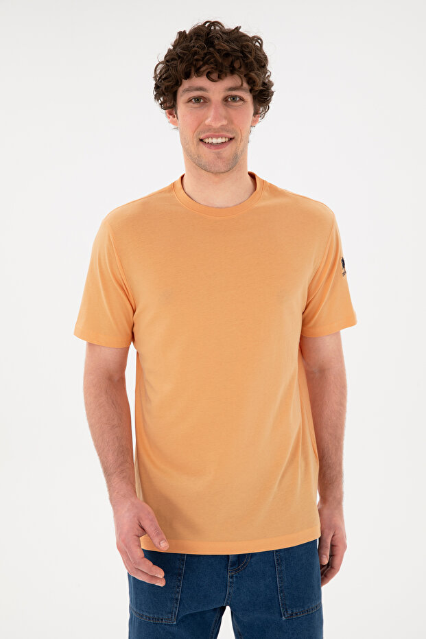 Men's Regular Fit Crew Neck Orange Basic T-Shirt 50284618-Vr202