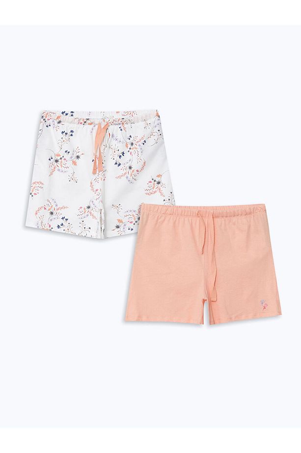 LCW DREAM Mercan Beli Lastikli Kadın Şort Pijama Alt 2'li Paket - 8