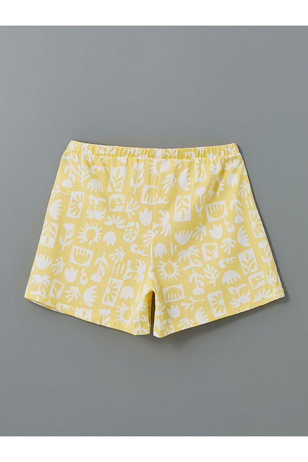 LCW DREAM Sarı Beli Lastikli Desenli Kadın Şort Pijama Altı - 6