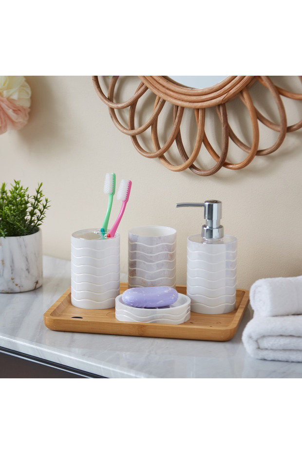 طقم إكسسوارات حمام من الرخام مكون من 4 قطع - 7