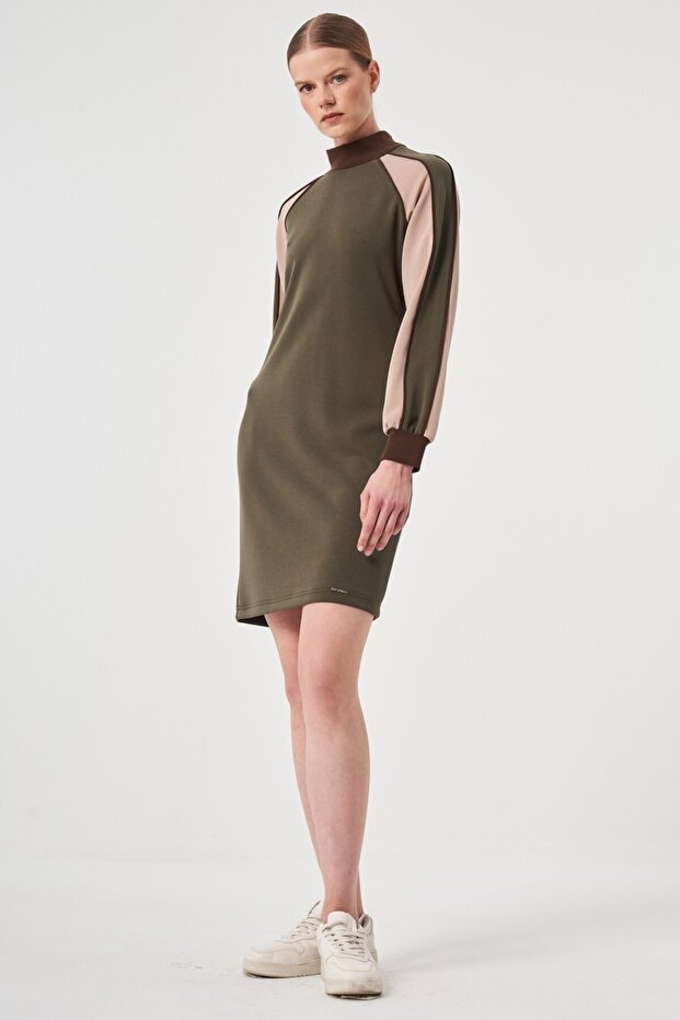 Dik Yaka Mini Elbise - 2