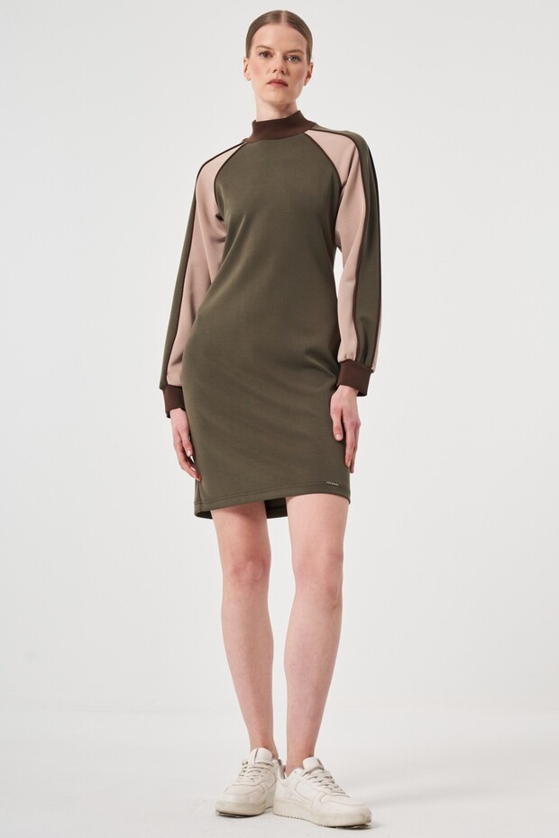 Dik Yaka Mini Elbise - 1