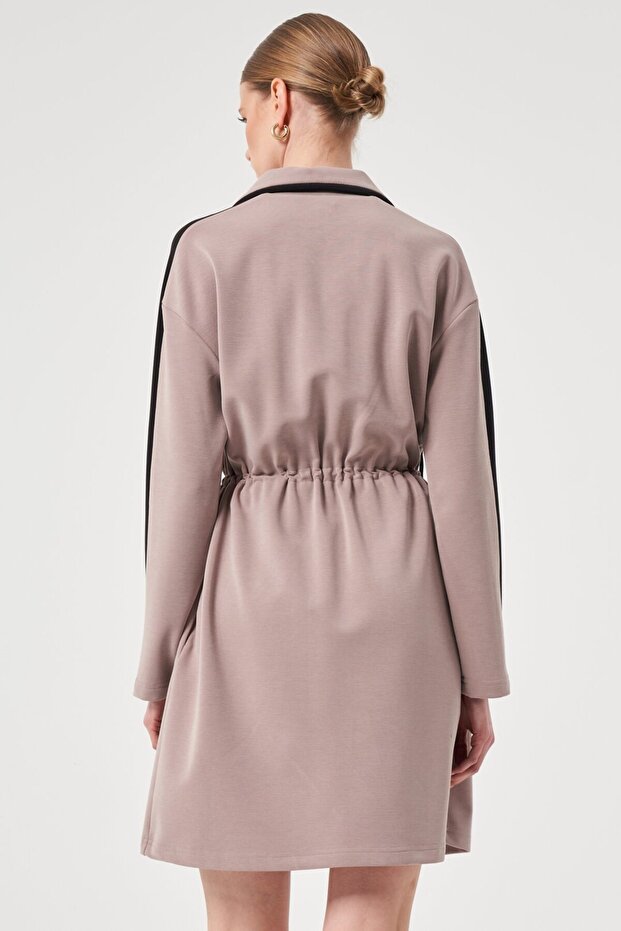 Fermuar Yaka Mini Elbise - 6